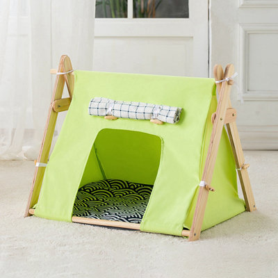Pet Dog Tent Indoor Small Dog Nest Four Seasons Universal Cat Nest Summer Wooden Cat Tent Dog House Creative Nest Villa Dog Nest Bed Dog House Cat Tent Spring Winter Indoor Dog Portable Nest Soft Mattress,green