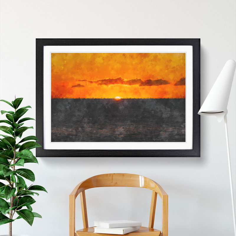 Goodbye to the Sun - Picture Frame Painting Print, 33cm H x 45cm W x 2cm D, Black Single Picture Frame Wood
