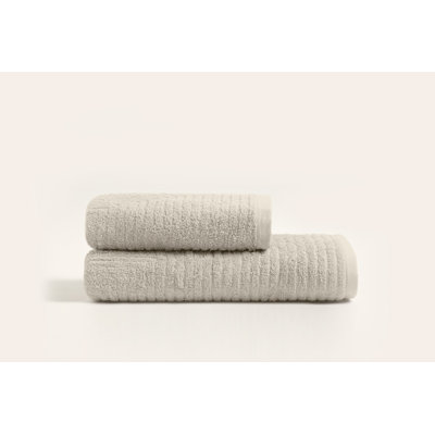 Luxurious Bath Towel Set (2 Pieces), 100% Cotton, Beige | Includes 19.7 x 35.4 inches Hand Towel & 35.4 x 59.1 inches Bath Towel | Soft, Absorbent, Machine Washable at 104°F | Perfect for Everyday Use & Spa-Like Comfort