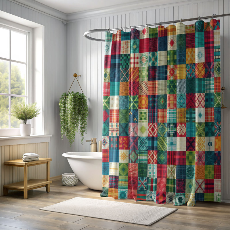 Rideau de douche 1 pièce Cozy Plaid Collection, H 74 po x l 40 po