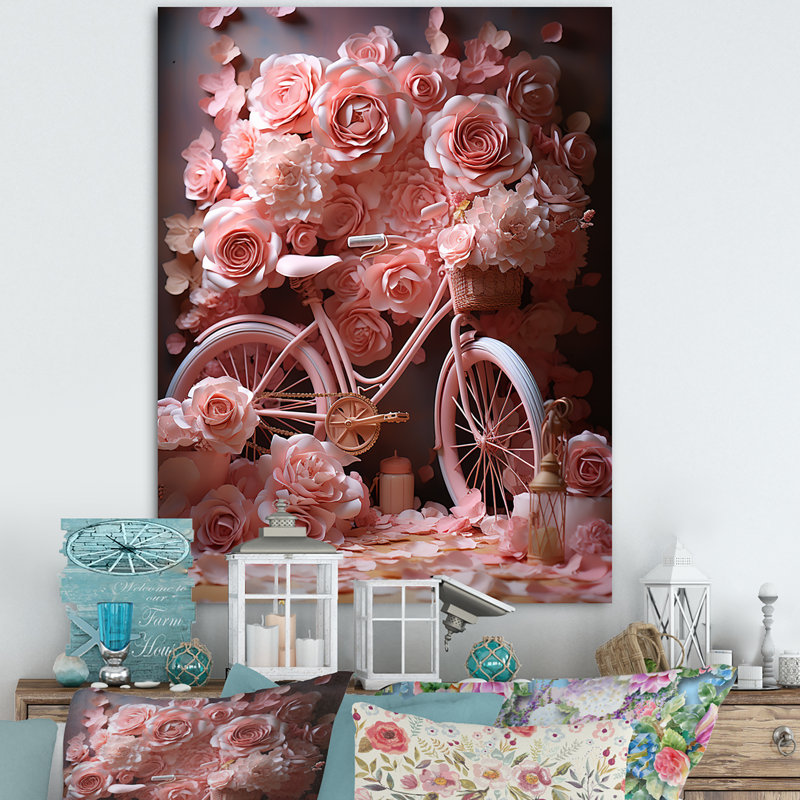 «Bicycle Rose Reverie», art mural sur toile, H 20 po x l 12 po x P 1 po, Toile tendue