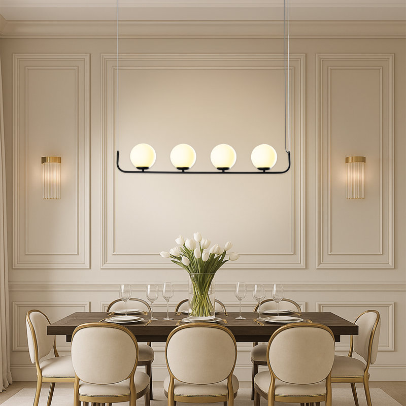 Lustre en métal à hauteur ajustable, Noir