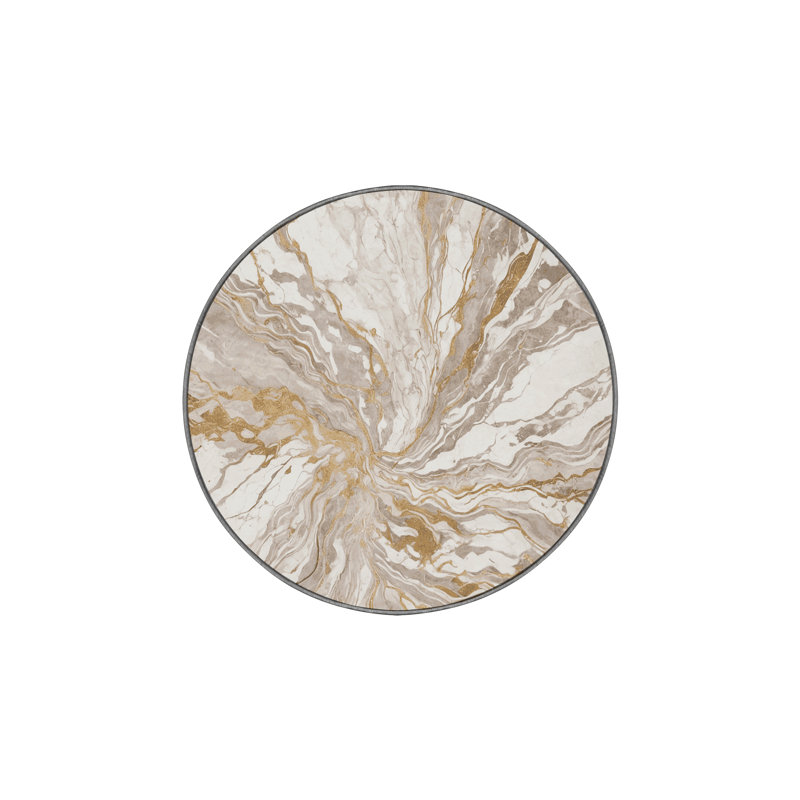 Machine Washable Gray Area Rug, Round 5'