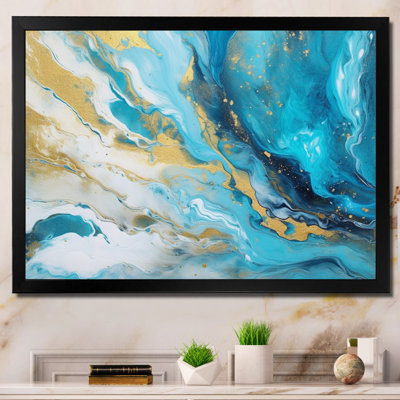 Impression sur toile turquoise et or infusé III