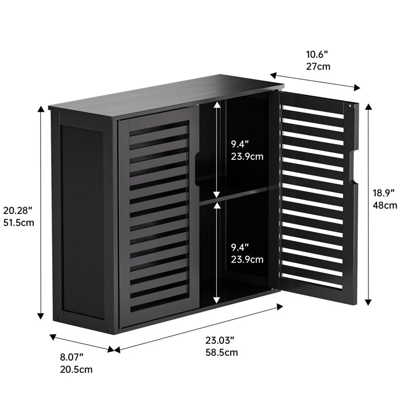 Bamboo Wall Mounted Required Bathroom Cabinet, Black