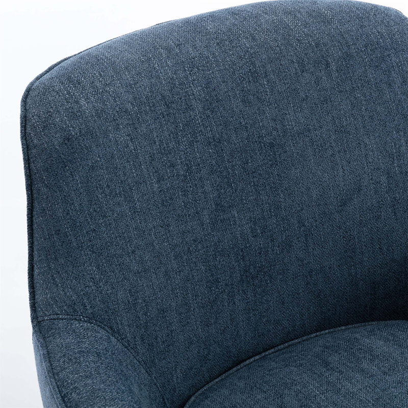 Zhang 31" Wide Swivel Armchair, Accent chair, Reading chair with small footprint, Blue Polyester