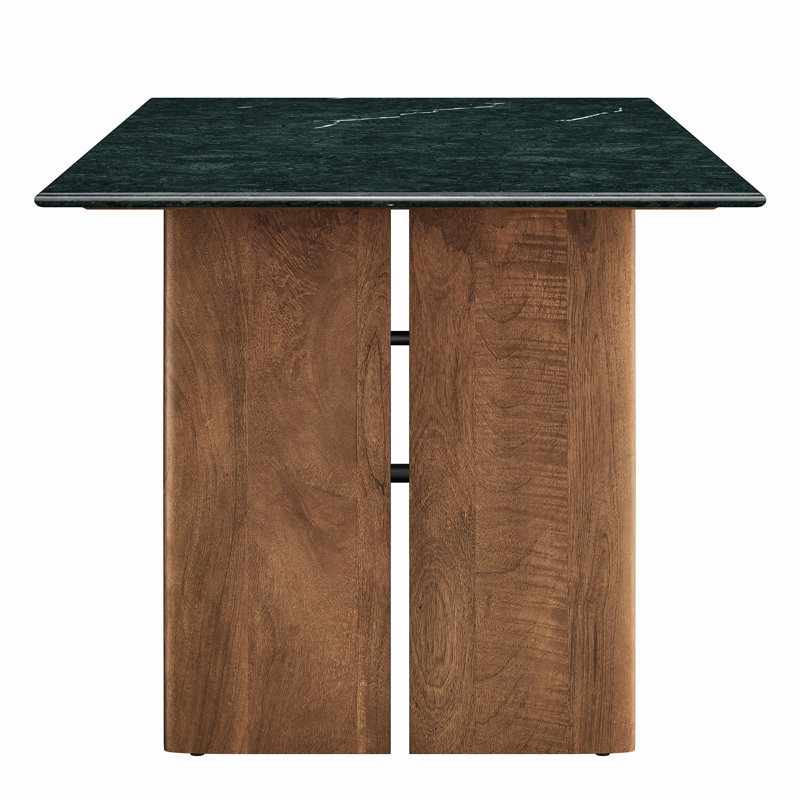 Gadsden 86 Inch Marble Dining Table in Walnut Green Marble