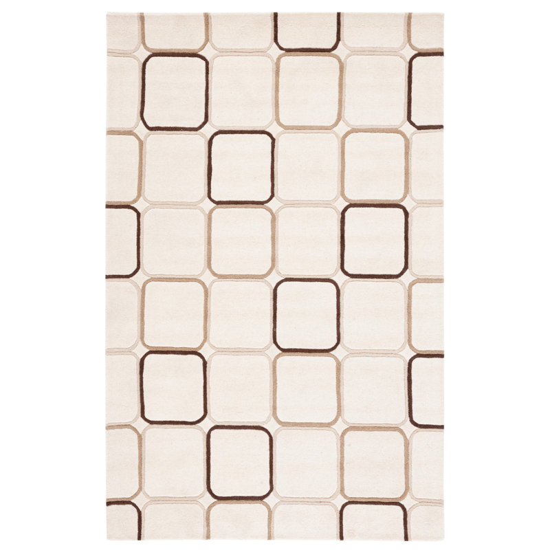 Tapis géométrique en laine et viscose touffeté à la main Steuart, Rectangle 7 pi 6 po x 9 pi 6 po