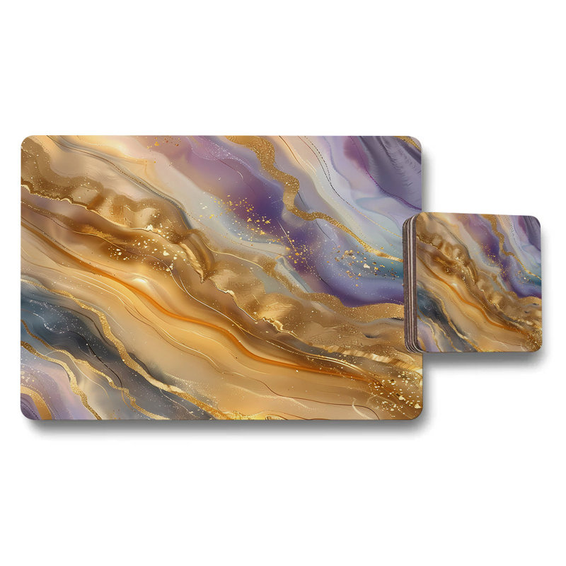 Gold Metallic Placemats And Coasters Set From The Luxe Collection Wood Bottom Limited Edition