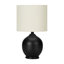 Lampe de table, base en céramique noire 17 po, abat-jour en lin ivoire