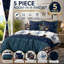 Ensemble d'édredon imprimé avec housses de coussin décoratives, simple, bleu-120251926
