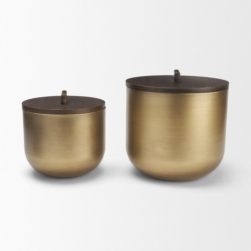 Voss Laiton en métal avec couvercle brun foncé, Brass, Lot