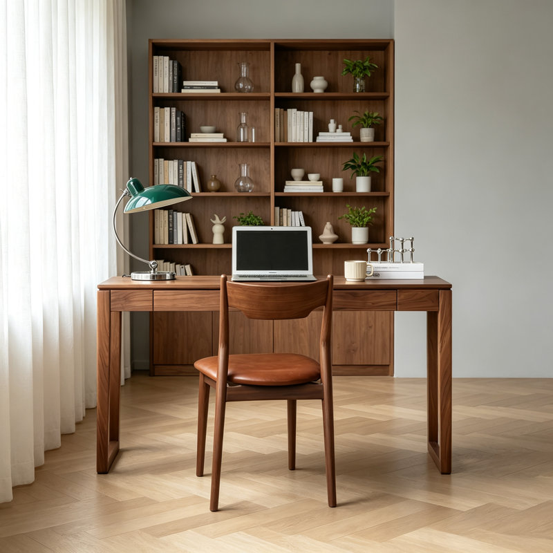 Bureau simple en bois massif noyer Simple, H 29,5 po x l 47,2 po x P 15,7 po