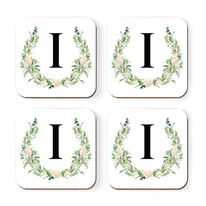 Verre à café sous-verre de jardin monogramme initiale B, I