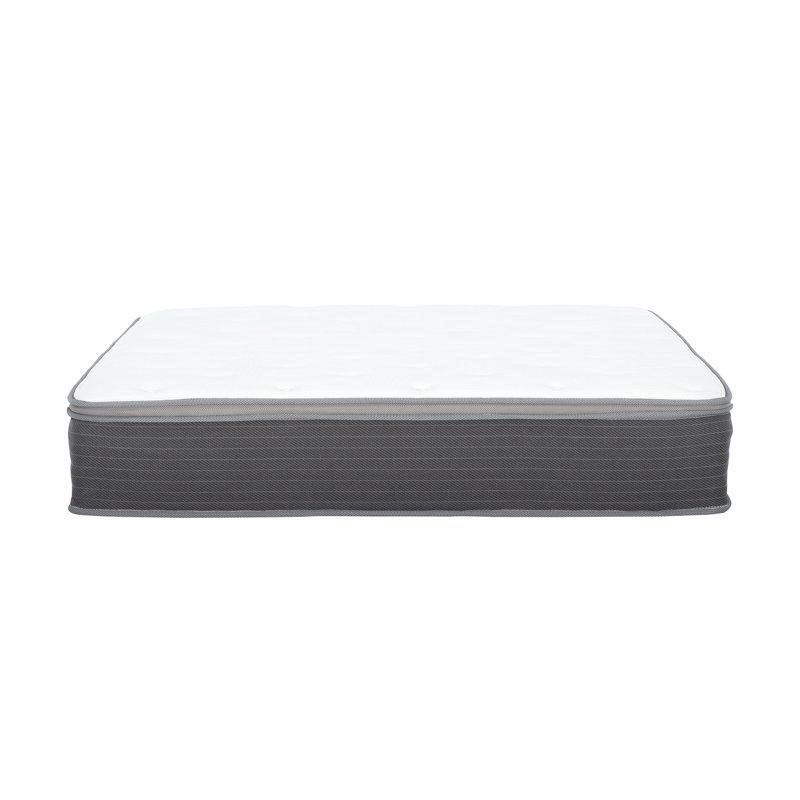 Grand lit 12 po Matelas dans une boîte, mousse gélifiée pour la dispersion de la chaleur, support de ressorts ensachés, matelas à housse blanche et sommeil réparateur, housse, boîte roulée