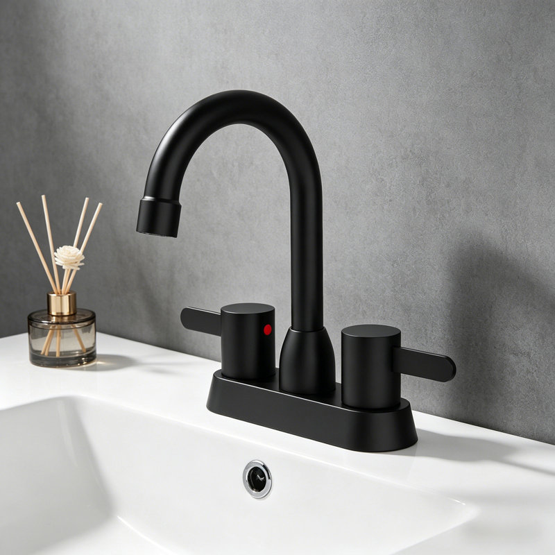 Robinet de lavabo de salle de bain à 2 poignées, robinets de salle de bain centre noir mat pour 2/3 trous, Noir mat
