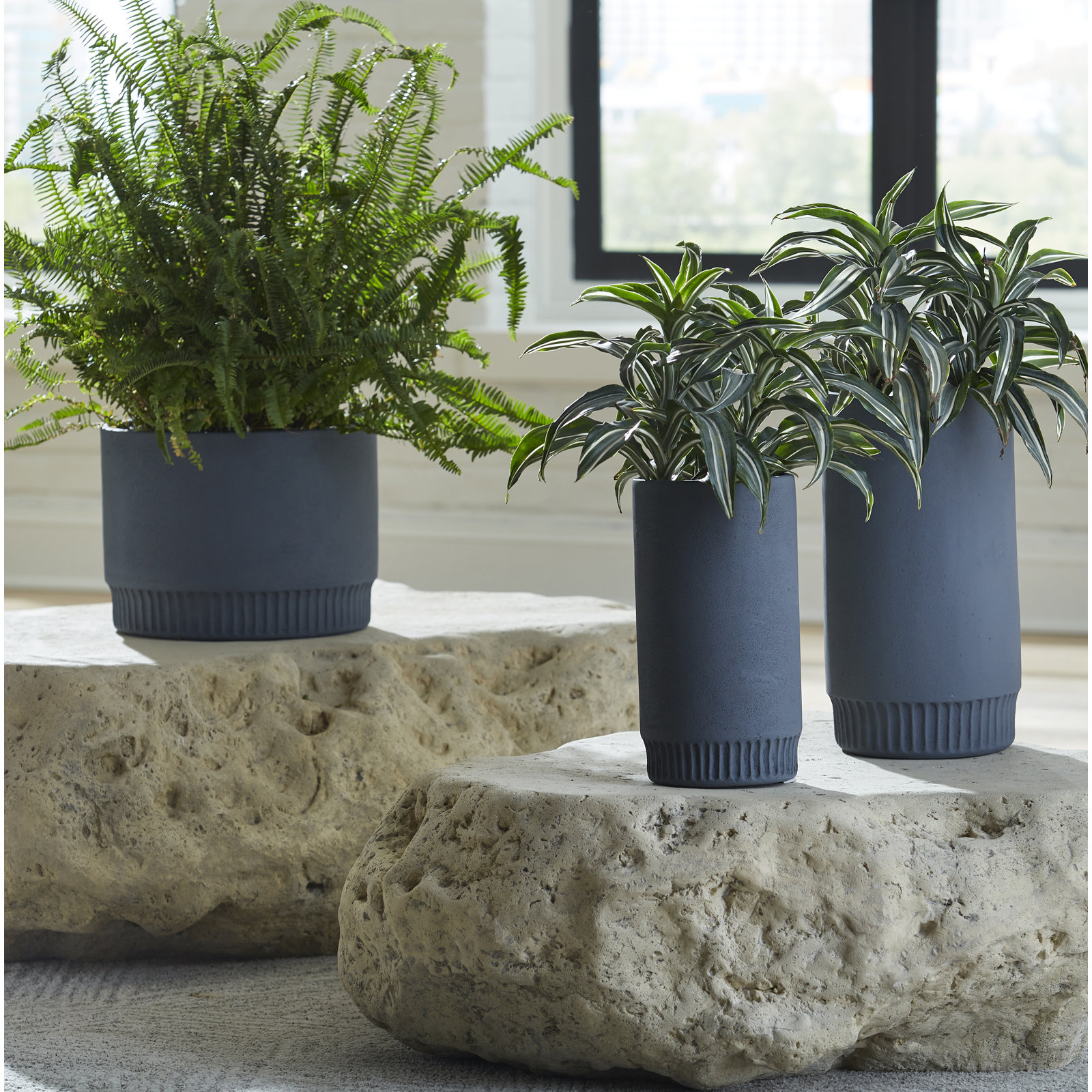 Harvest 13" Pot Planter, 10" H x 13" W x 13" D, Dark Gray