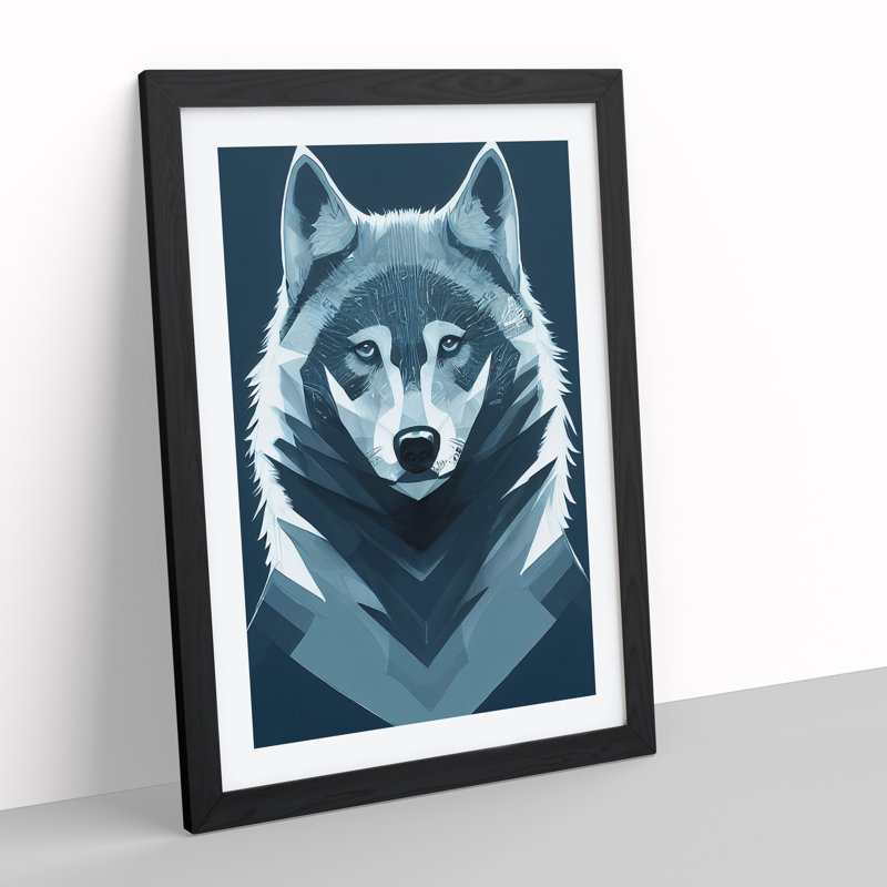 Unique Wolf - Print, White, 66cm H x 48cm W, Black Picture Frame