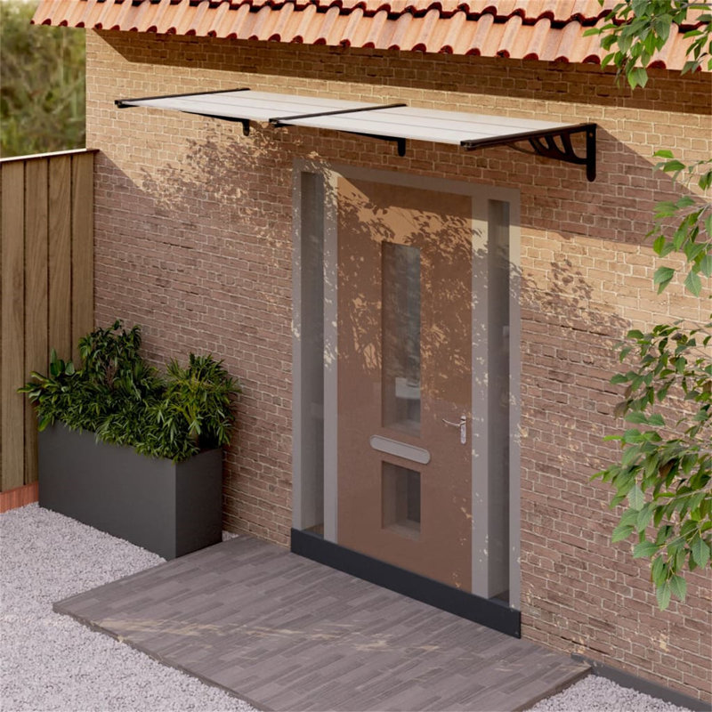 Dakota Fields 90cm D Polycarbonate Cover Retractable Door / Window Awning, Black/Transparent, 27.5cm H x 239cm W x 90cm D