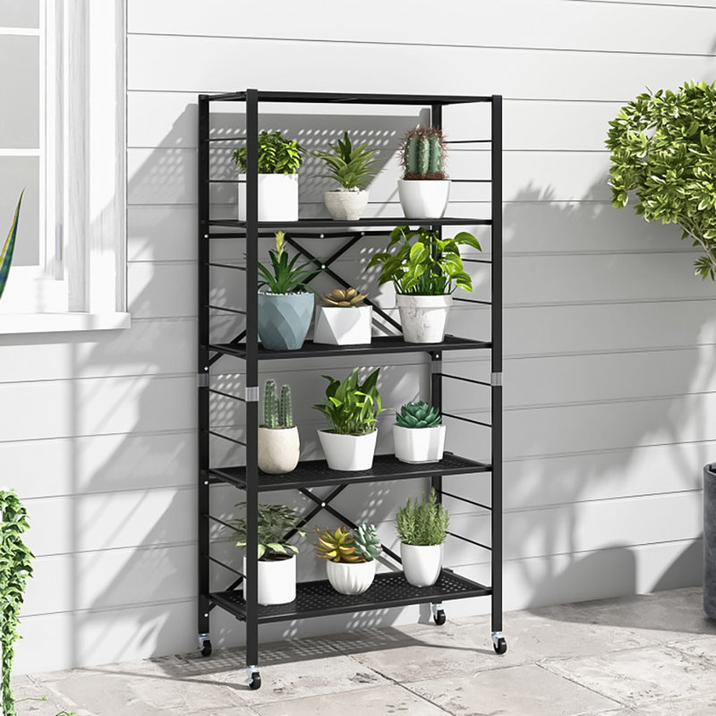Meeyah 30'' W Steel Shelving Unit with Wheels