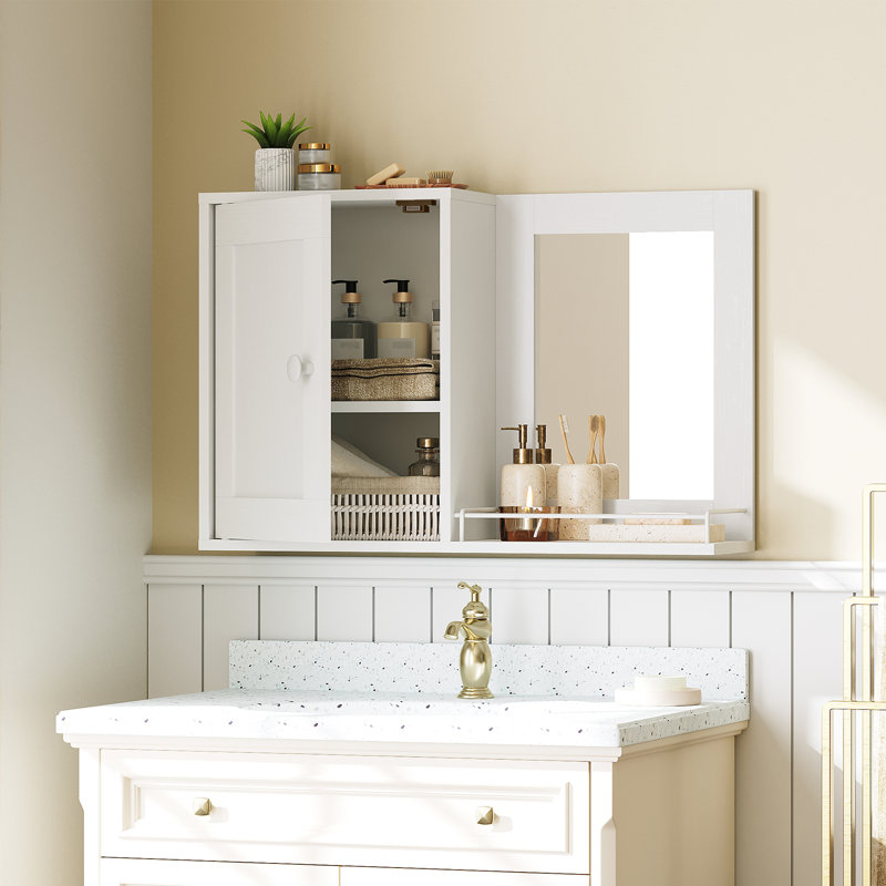 Armoire de rangement murale à miroir
