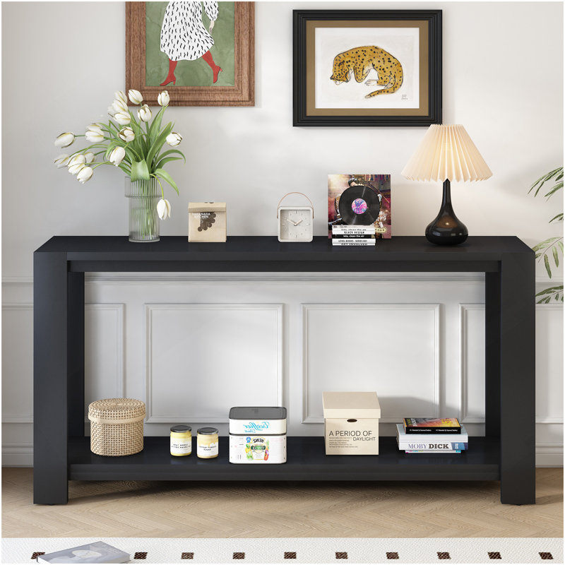 Caractéristiques distinctives d'une console minimaliste avec tablette inférieure et quatre pieds, convenant au vestibule, au couloir, au salon, au vestibule, au couloir