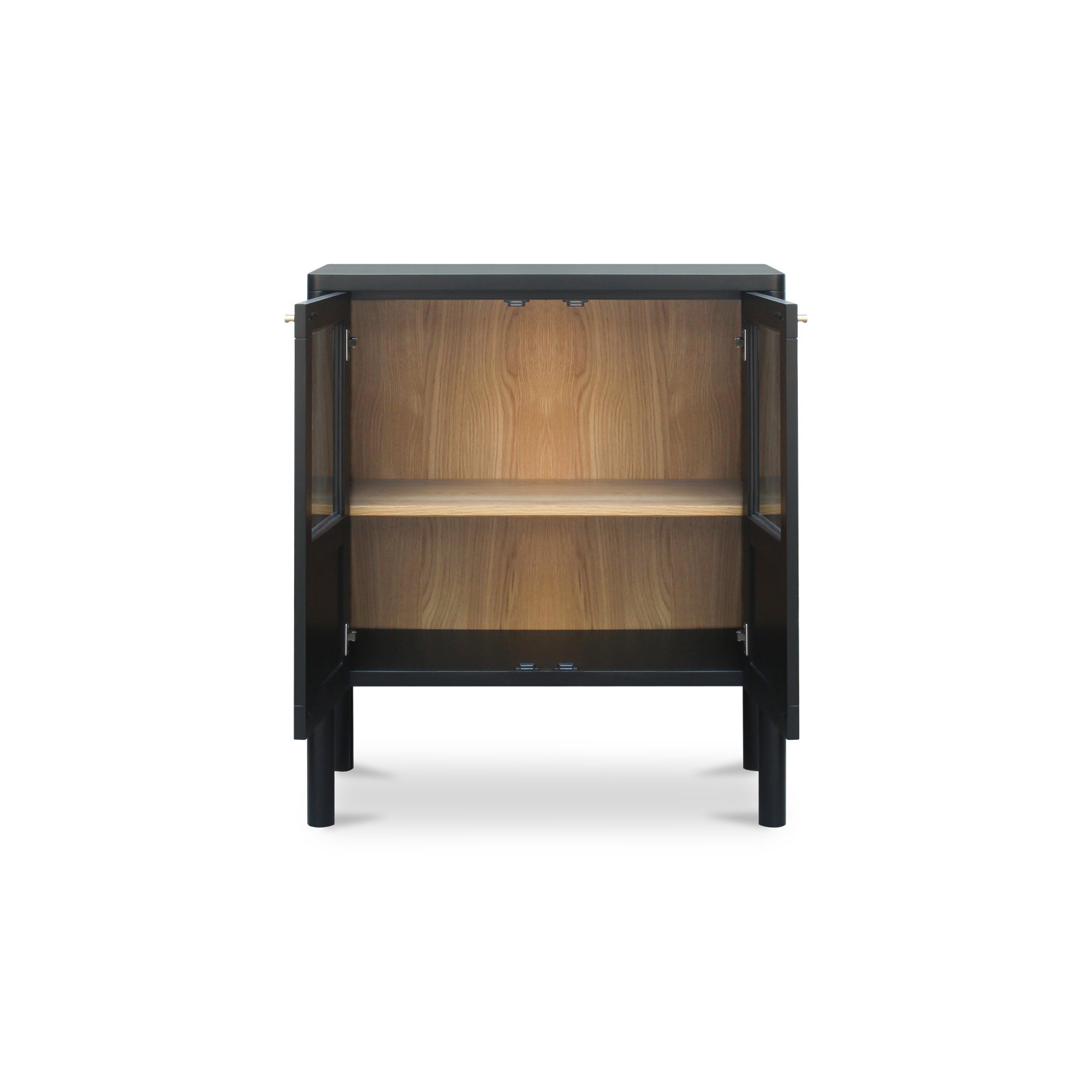 2-Door Glass Paned Storage Cabinet, Black