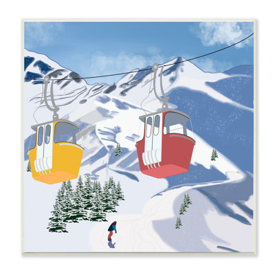 Ski Life Shuttle Snowy Mountain Landscape Snowboard Athlete Wall Plaque Art by Ashley Singleton