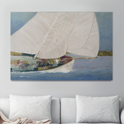 « lake voilier », peinture sur toile tendue