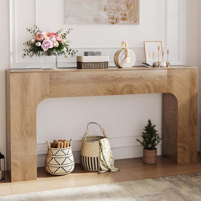 Console étroite de 160 cm de long, table d'entrée contemporaine pour couloir ou derrière un canapé, multifonctionnelle