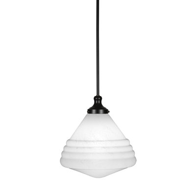 Luminaire suspendu avec tige Chesterwood avec verre en marbre blanc de 14 po