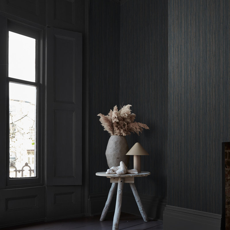 Fibre Stripe Forest Wallpaper, Black