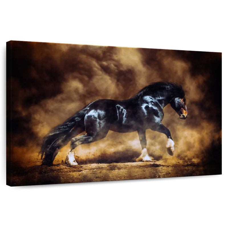 Cheval de trait noir, H 32 po x l 48 po