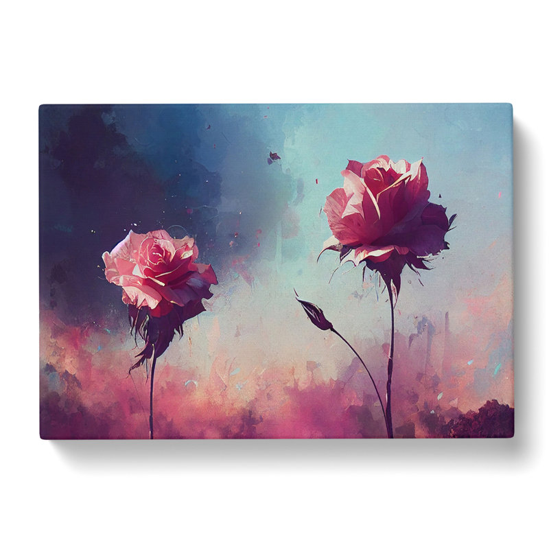 Sparkling Rose Flowers - Wrapped Canvas, 35cm H x 50cm W x 3cm D