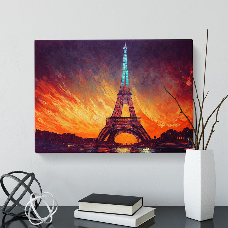 Eiffel Tower Painting - Wrapped Canvas Painting, 35cm H x 50cm W x 3cm D