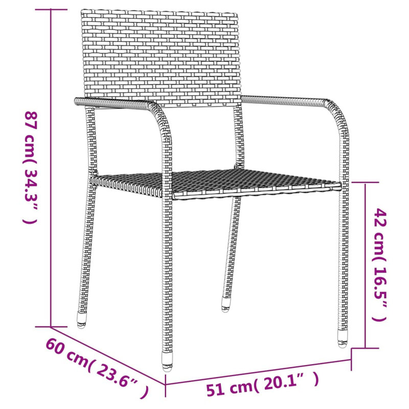 Zarrukh 6 - Person Wicker Patio Dining Set with Rectangular Table, 74cm H x 160cm L x 80cm W