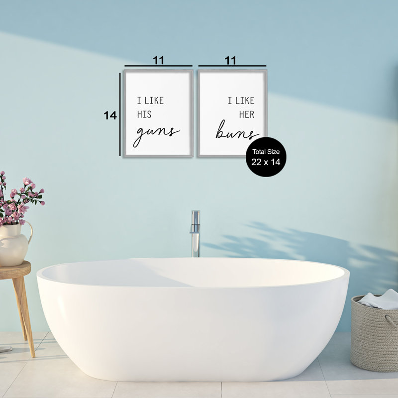 «Like His Guns & Her Buns», ensemble de 2 giclées encadrées, design par lettré et doublé, Estampe numérique Farmhouse