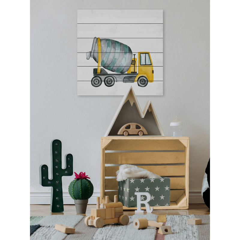 Camion malaxeur à Tom Tom, impression sur bois blanc, H 12 po x l 12 po x P 1,5 po