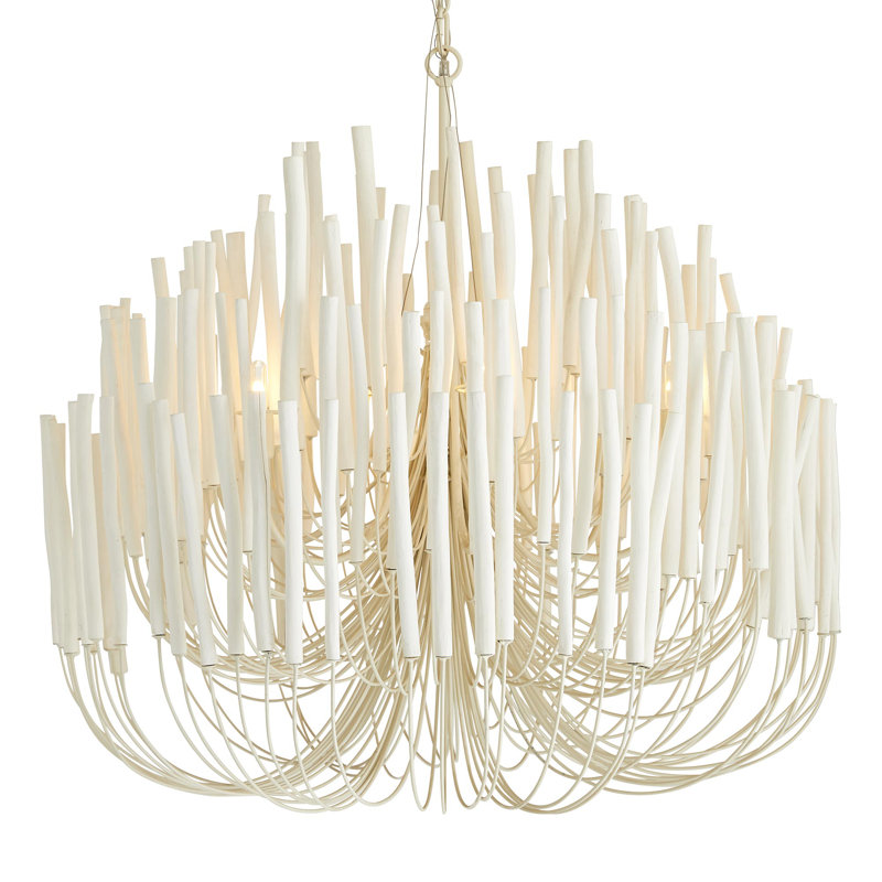 Tilda Chandelier, 38" H x 36" W x 36" D, Whitewash Stained Wood