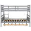 Lit simple superposé au dessus d'un lit double avec échelle, lit gigogne simple, barrière de sécurité, gris