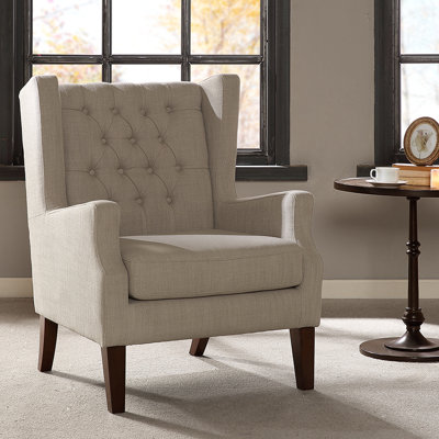 30" Wide Traditional Upholstered Button Tufted Wingback Accent Chair