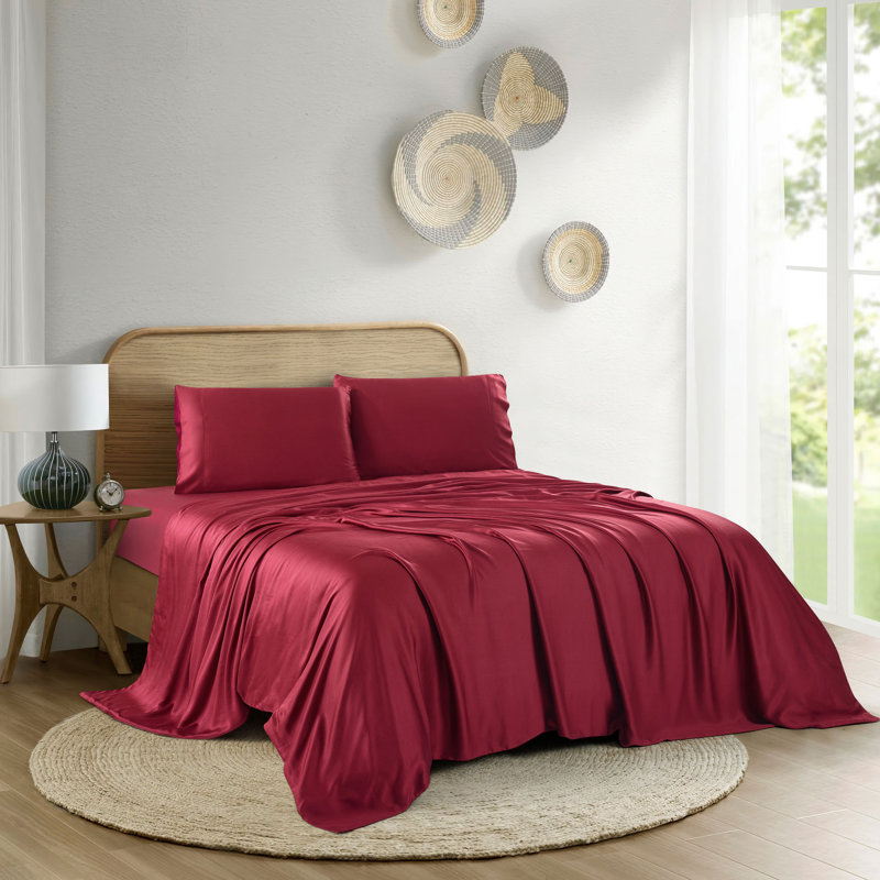 Ensemble de housse de couette grand 4 pièces en noir, Rouge