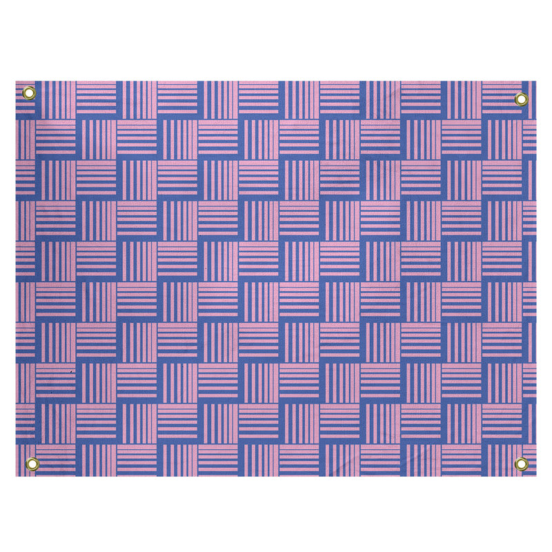 Tapisserie, H 26 po x l 36 po, Rose/bleu