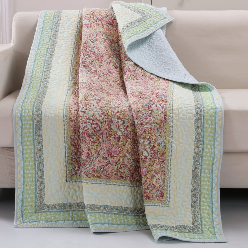 Palisades Pastel Floral Quilted Cotton Throw Blanket