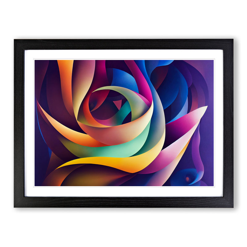 Five Star Abstract Fractals - Single Picture Frame Painting, Black, 46cm H x 64cm W x 2cm D