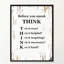 «Before You Speak Think», reproduction d'art textuel sur toile encadrée-29513650