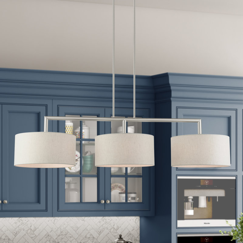 Luminaire suspendu pour îlot de cuisine 3 lumières Konur , Nickel brossé