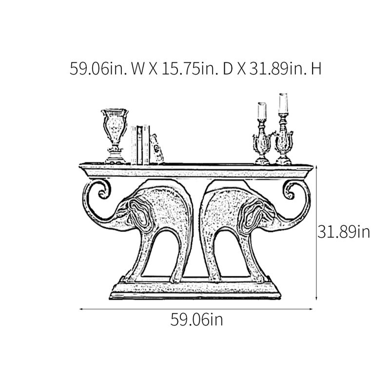 Console Classical Art, H 31,89 po x l 59,06 po x P 15,75 po