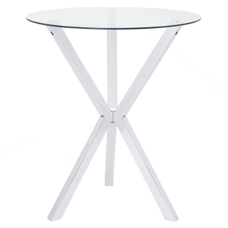 Fraser Chrome 35-inch Glass Top Bar Table