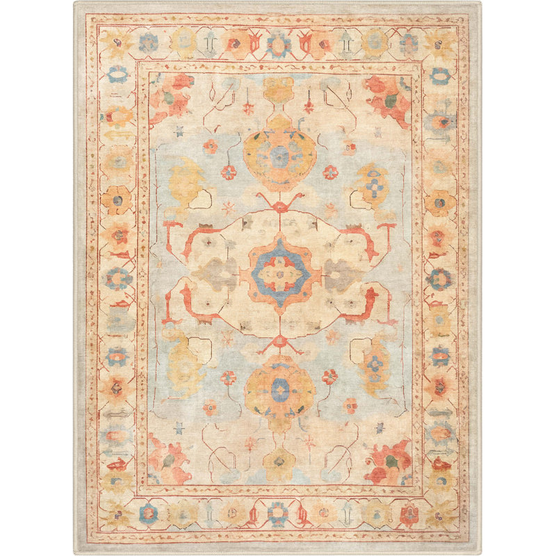 Tapis bleu pastel Bungalow Rose Adrith Pamukkale, Rectangle 3 pi 11 po x 5 pi 3 po